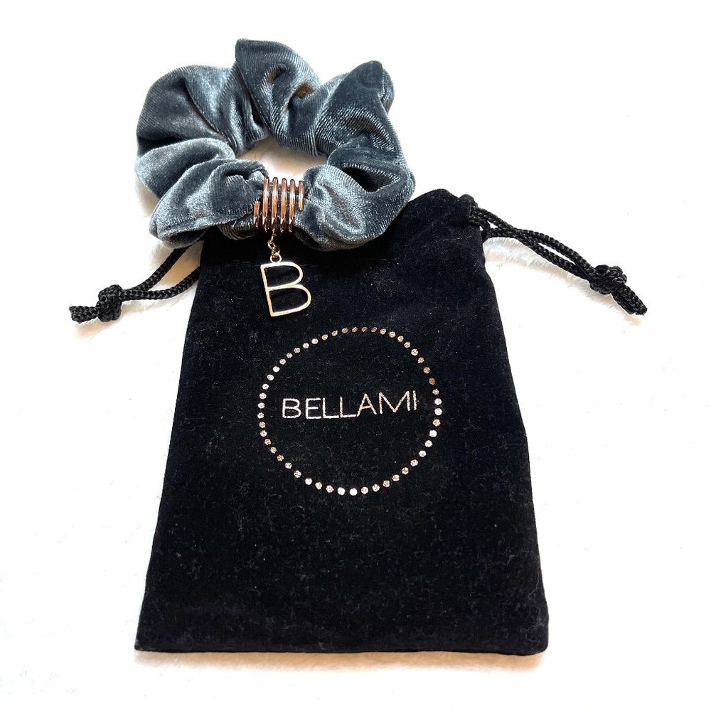 NWT Bellami Gray velvet Logo Scrunchie